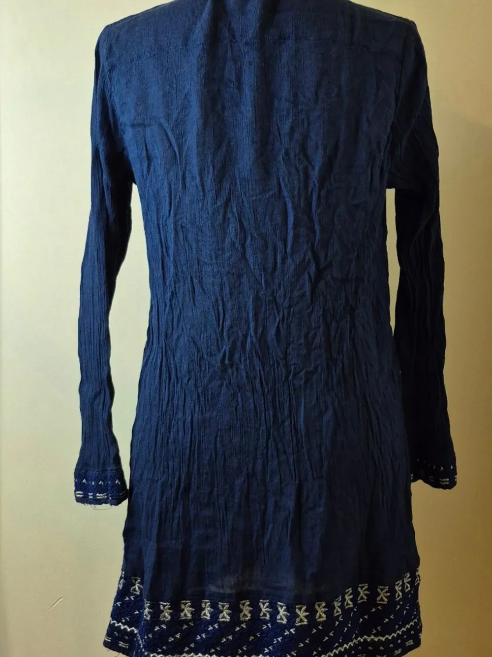 VINEYARD VINES Navy Embroidered Tassel Cover-Up XS Boho Coastal Beach Resortwear